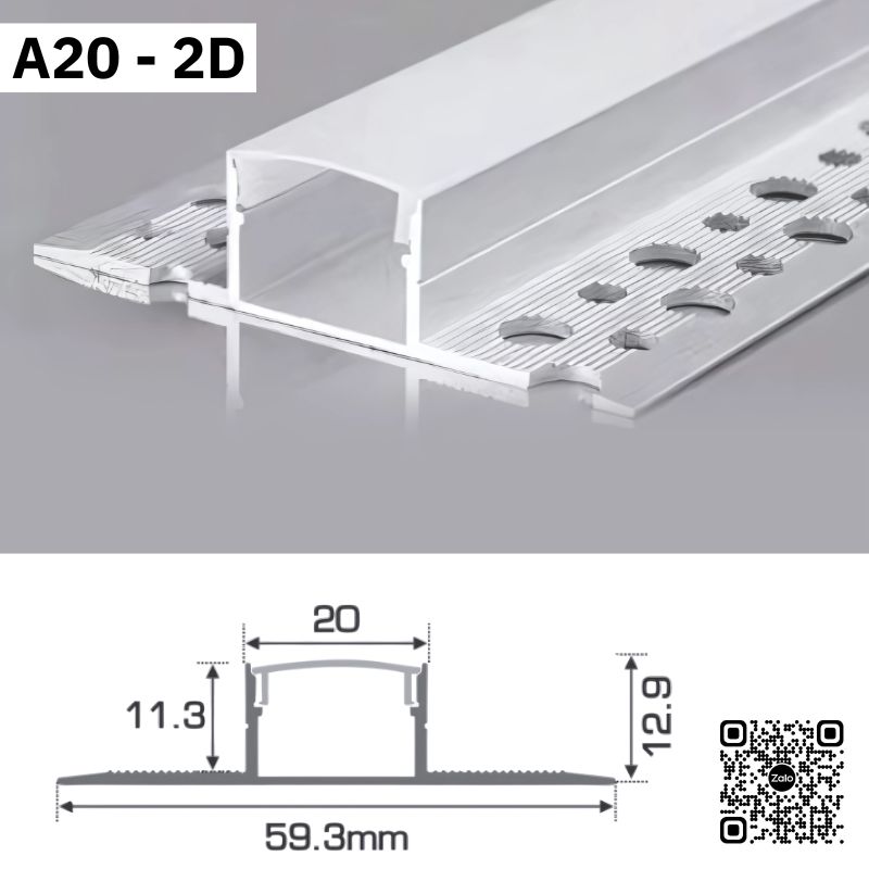 Thanh Nhôm Giấu Viền Dài 1m5 | A20-2D